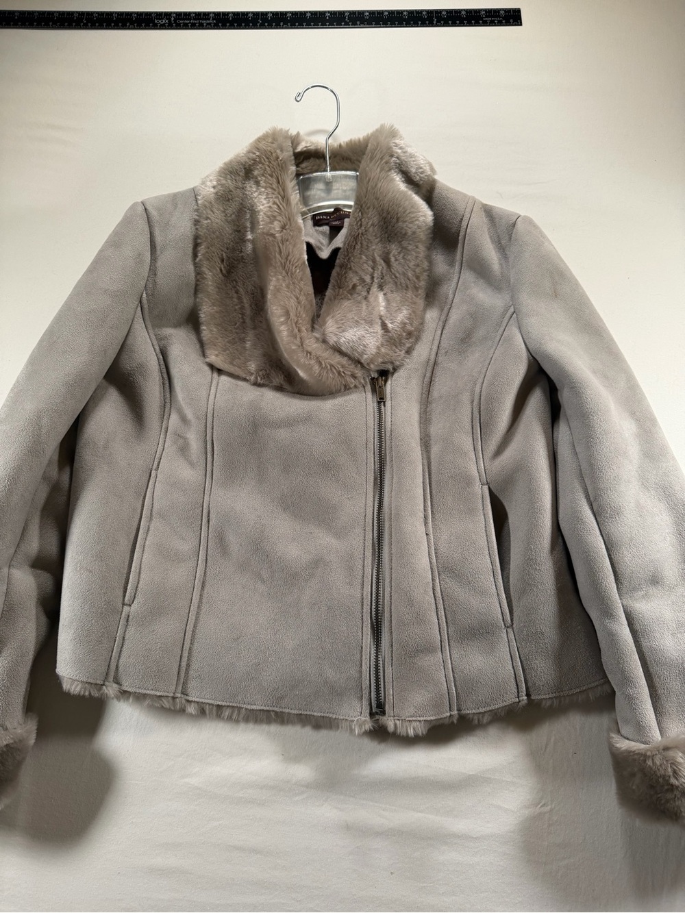 Dana Buchman Taupe Faux-Shearling Zip Jacket